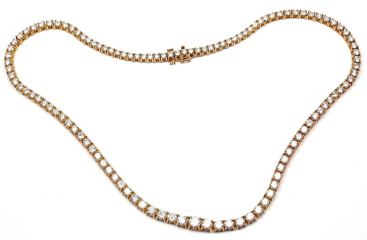 Tiffany and Co. 12.38 Carat Diamond Gold Tennis Necklace at 1stDibs