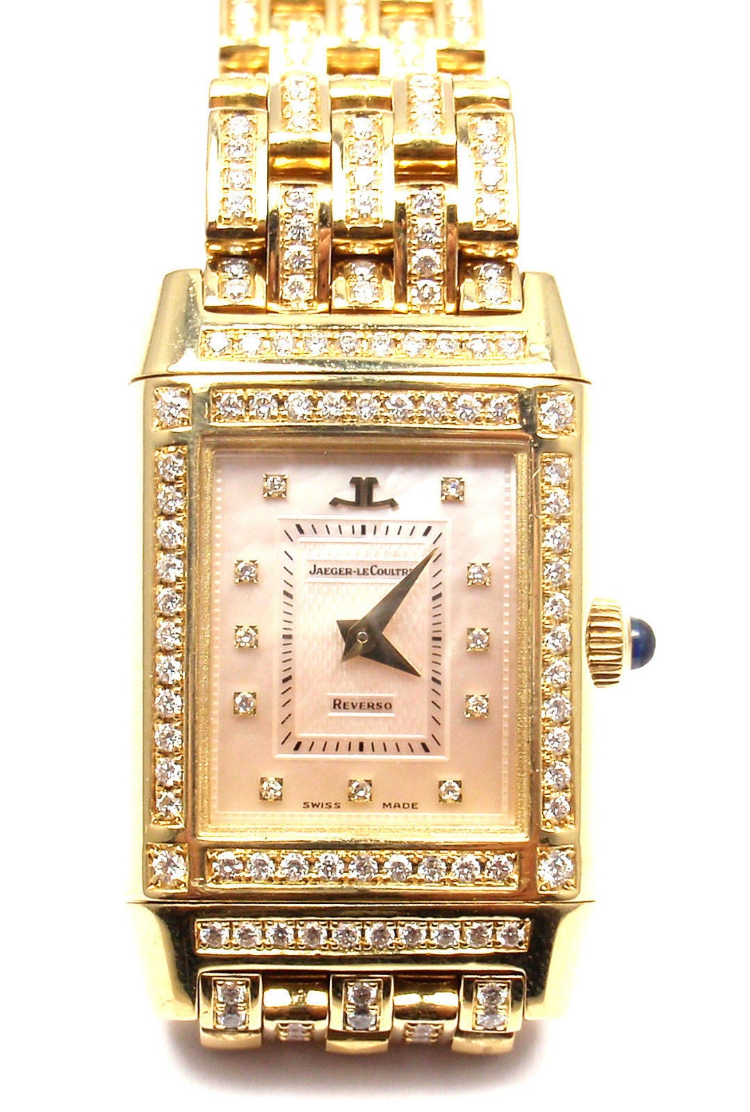 JaegerLecoultre Lady's Yellow Gold Diamond Reverso Wristwatch Ref 267