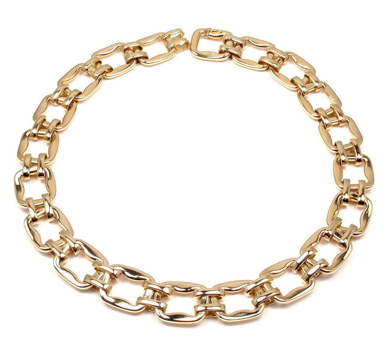 Hermes Diamond H Gold Large Link Necklace at 1stDibs h link necklace