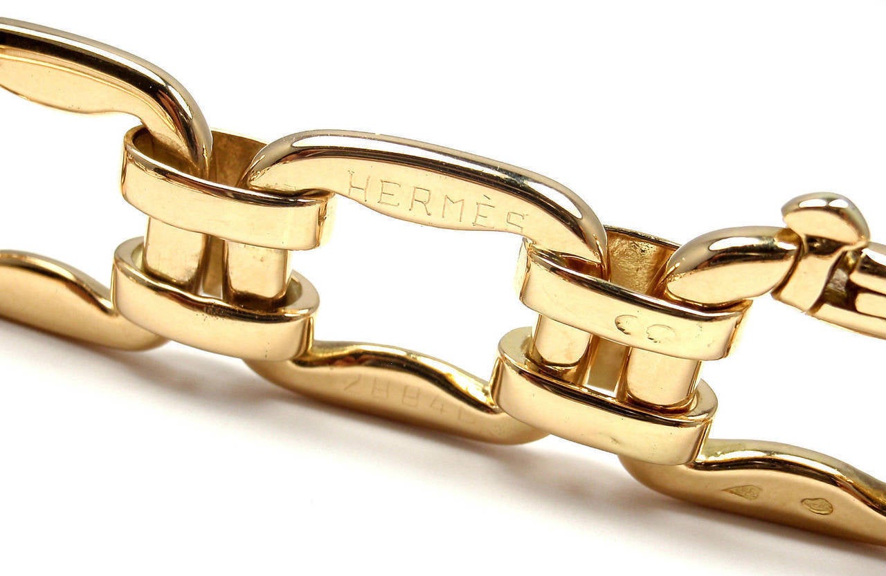 Hermes Diamond H Gold Large Link Necklace at 1stdibs
