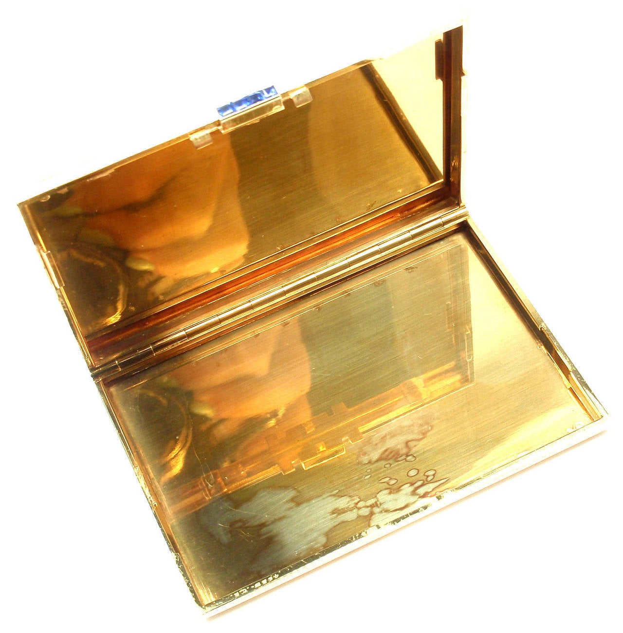 Van Cleef and Arpels Sapphire Gold Business Card Case Holder Box at