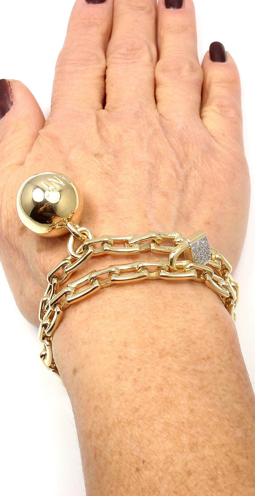 Tiffany and Co. Diamond Ball and Chain Yellow Gold Link Bracelet at