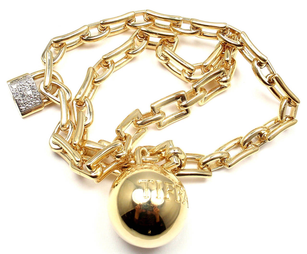 Tiffany and Co. Diamond Ball and Chain Yellow Gold Link Bracelet at