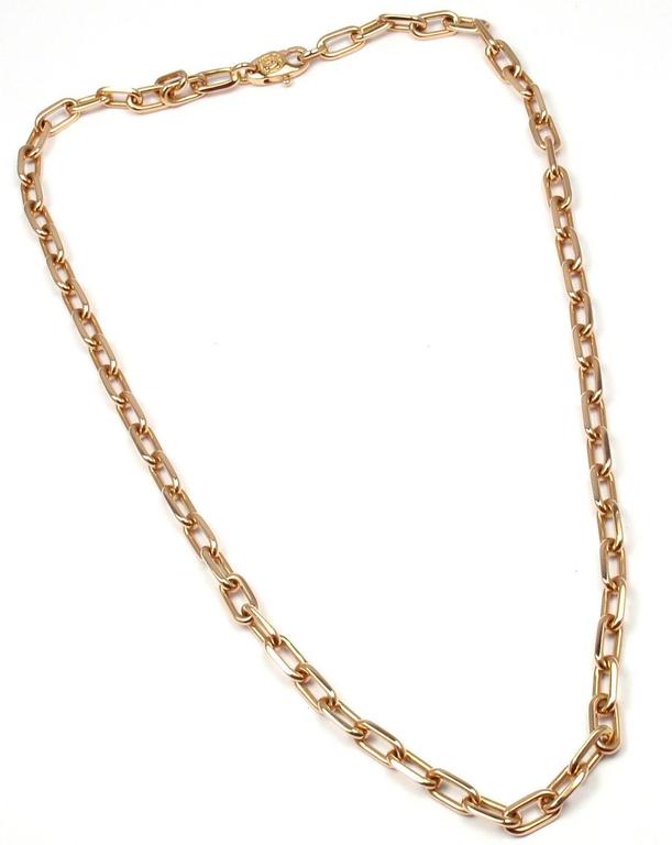 Cartier SantosDumont 17" Long Link Rose Gold Chain Necklace at 1stDibs