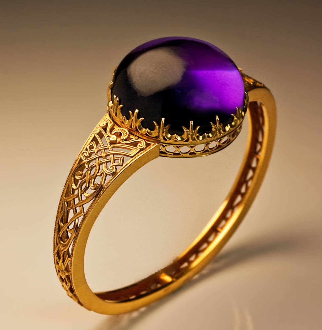 Antique Victorian Gothic Style Amethyst Gold Bangle Bracelet at 1stdibs
