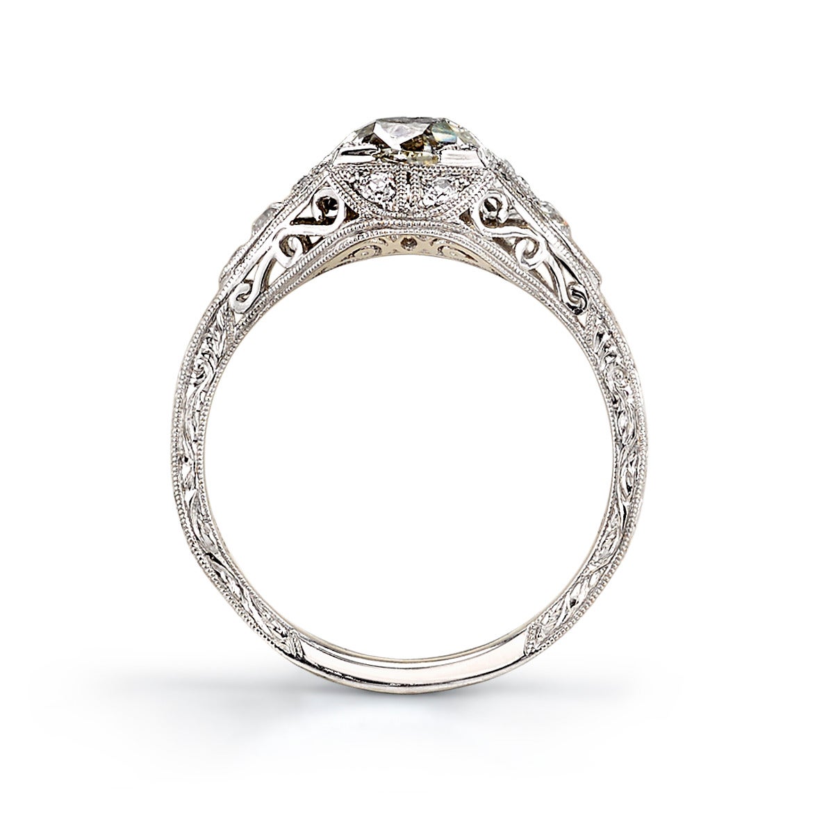 Vintage Cushion Cut Diamond Engagement Ring at 1stDibs