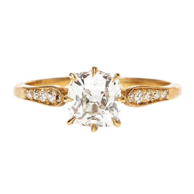 Trumpet and Horn 1.07 Carat Diamond Vintage Inspired Engagement Ring at