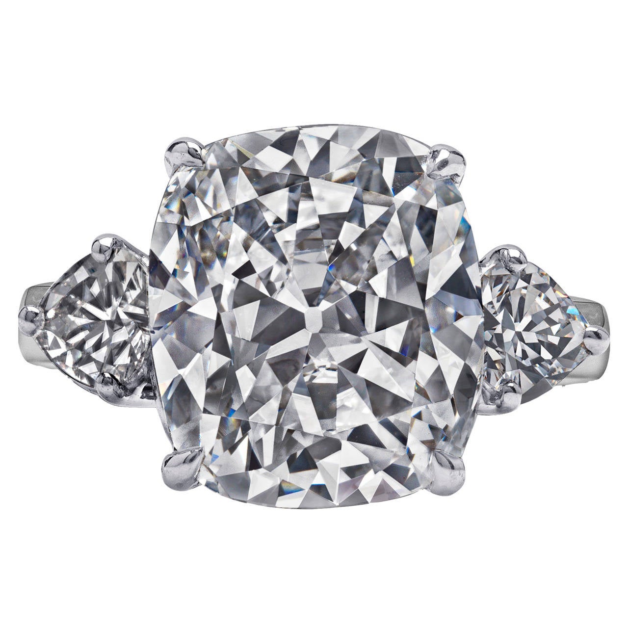 Large 12 Carat Cushion Cut Diamond Platinum Ring at 1stdibs Large 12 Carat Cushion Cut Diamond Platinum Ring at 1stdibs
