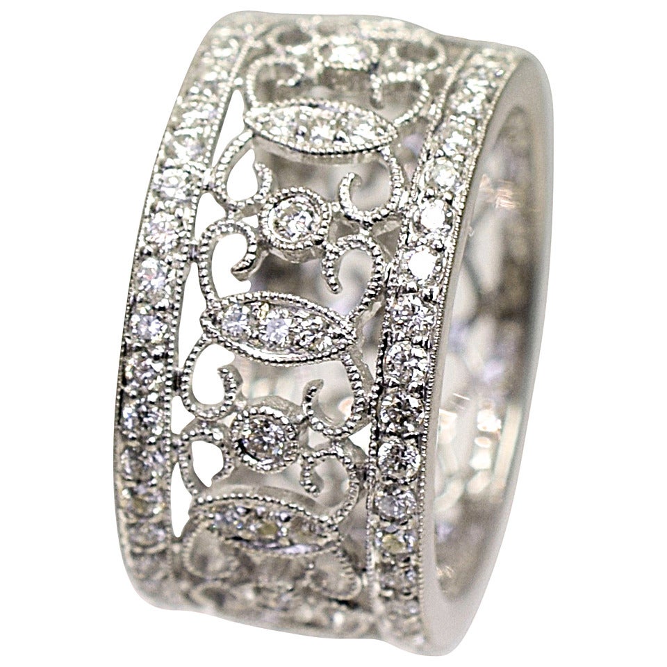 Diamond Gold Lace Design Band Ring at 1stDibs lace gold ring, lace