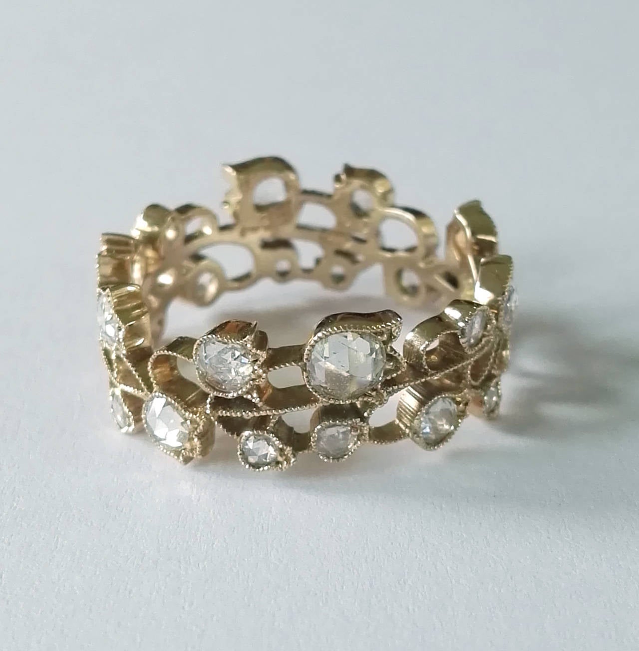 Dalben Lily of the Valley Diamond Gold Band Ring For Sale at 1stDibs