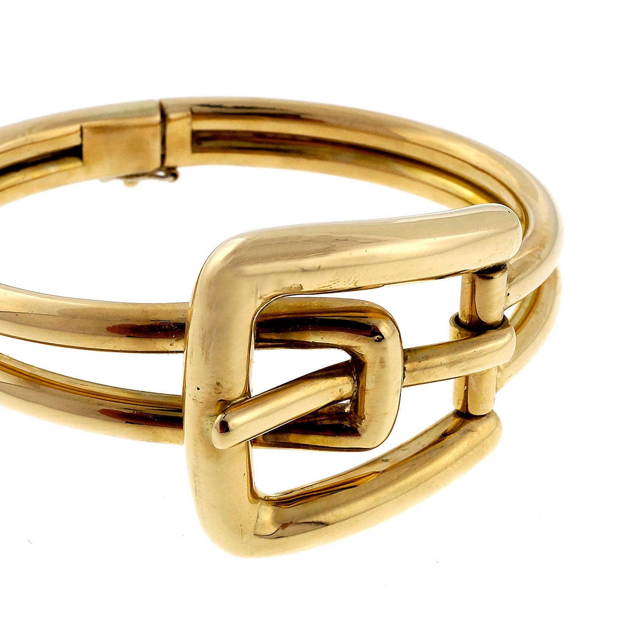 Gold Buckle Bangle Bracelet For Sale at 1stdibs