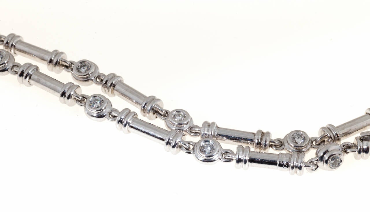 Scott Kay Diamond Platinum Bar Link Necklace For Sale at 1stdibs