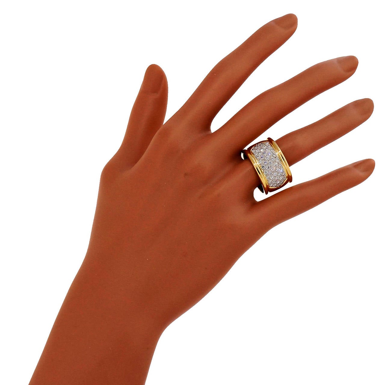 Wide Diamond Pave Gold Band Ring at 1stDibs gold diamond wallpaper