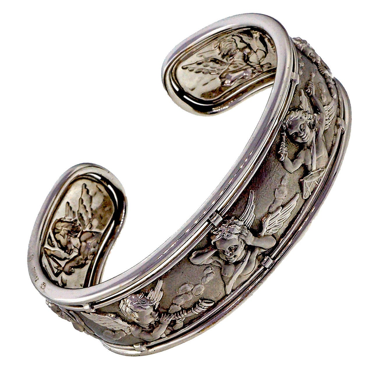 Carrera Y Carrera Gold Angel Design Cuff Bangle Bracelet at 1stdibs
