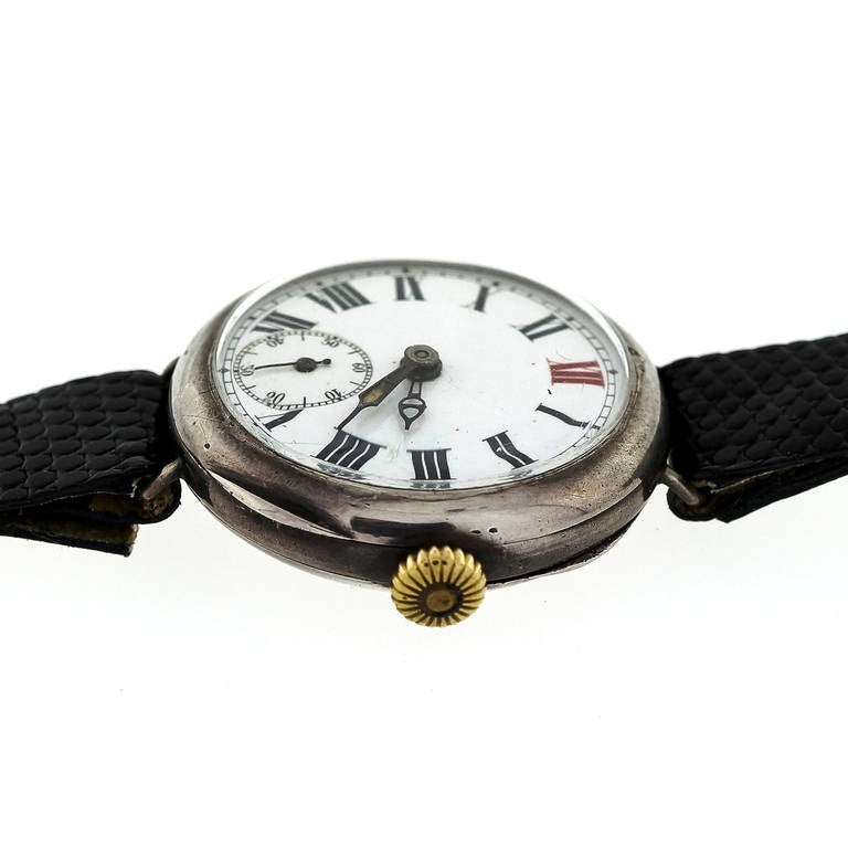 Rolex Sterling Silver World War IEra Officer's Wristwatch circa 1916