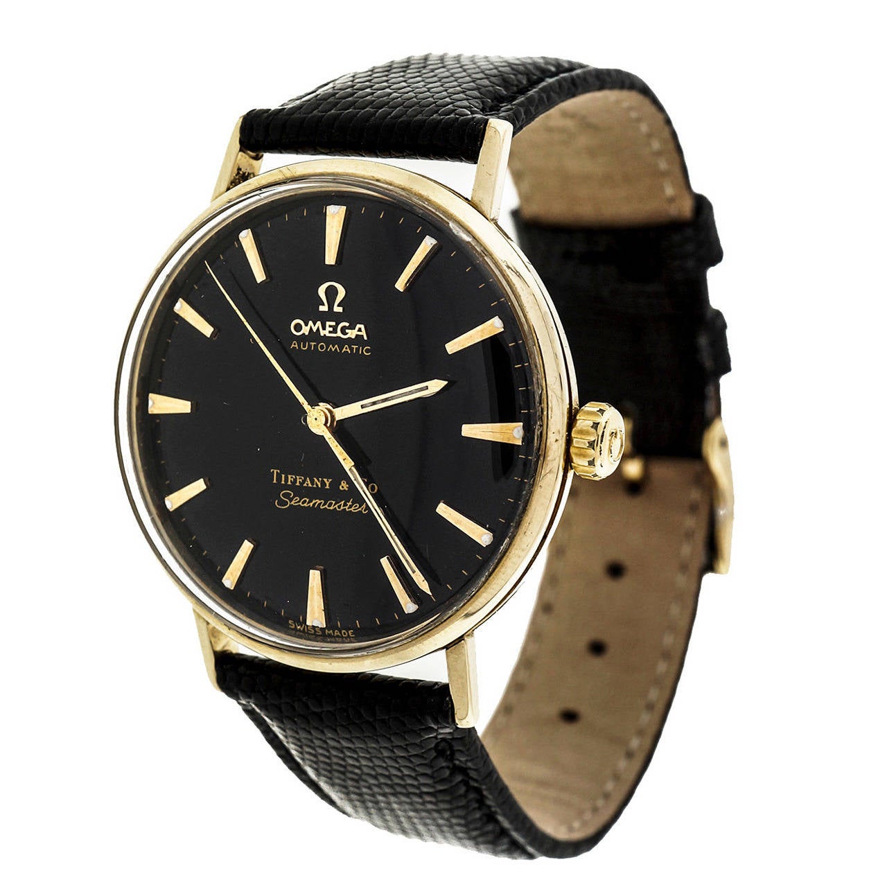 Omega Yellow Gold Seamaster Wristwatch Retailed by Tiffany and Co circa