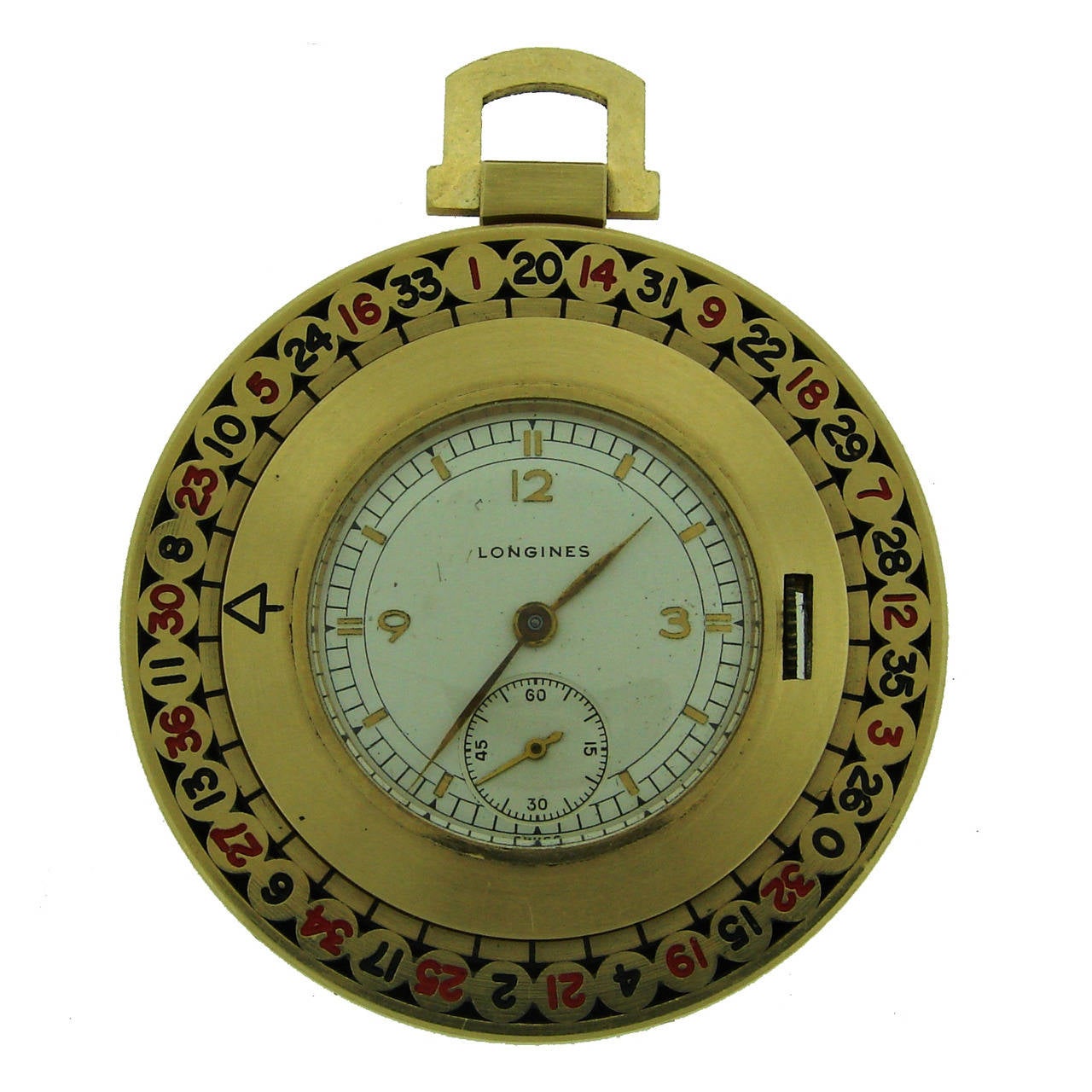 Longines Yellow Gold Open Face Chronograph Pocket Watch with Pulsations