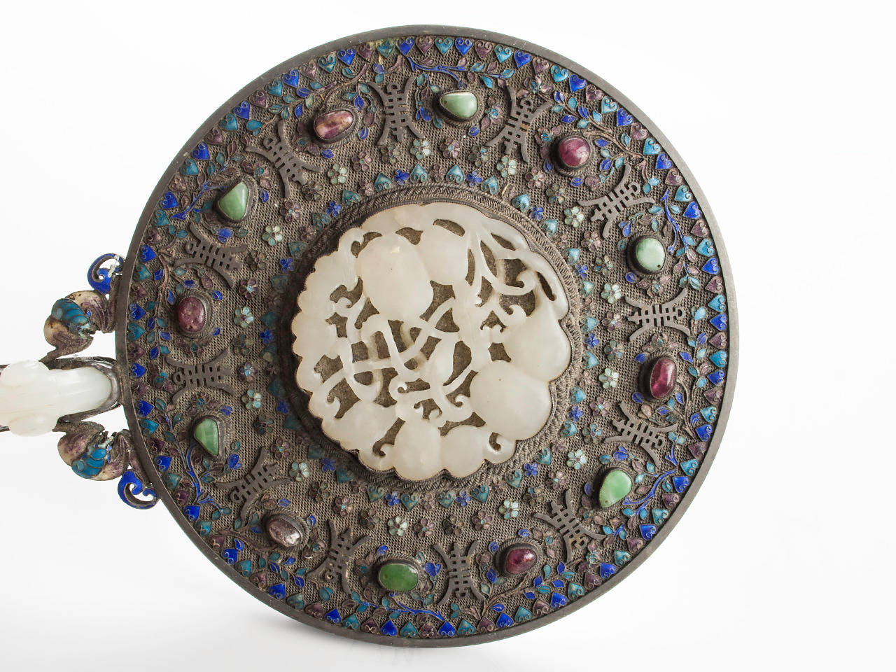 Fine Jade and Kingfisher Hand Mirror at 1stDibs