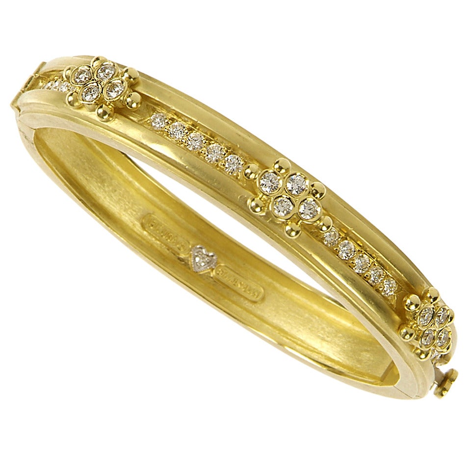 Stambolian Diamond Gold Bangle Bracelet For Sale at 1stdibs