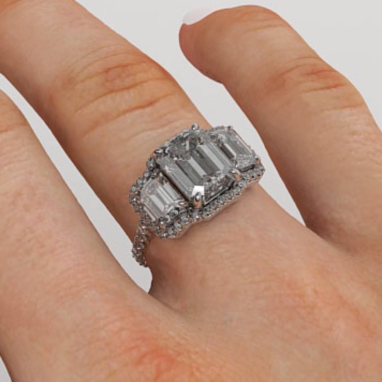 Exquisite engagement ring 6 carat emerald cut engagement rings