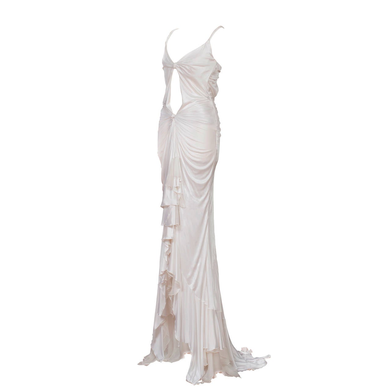 Versace White Dress Gown 1990's at 1stDibs
