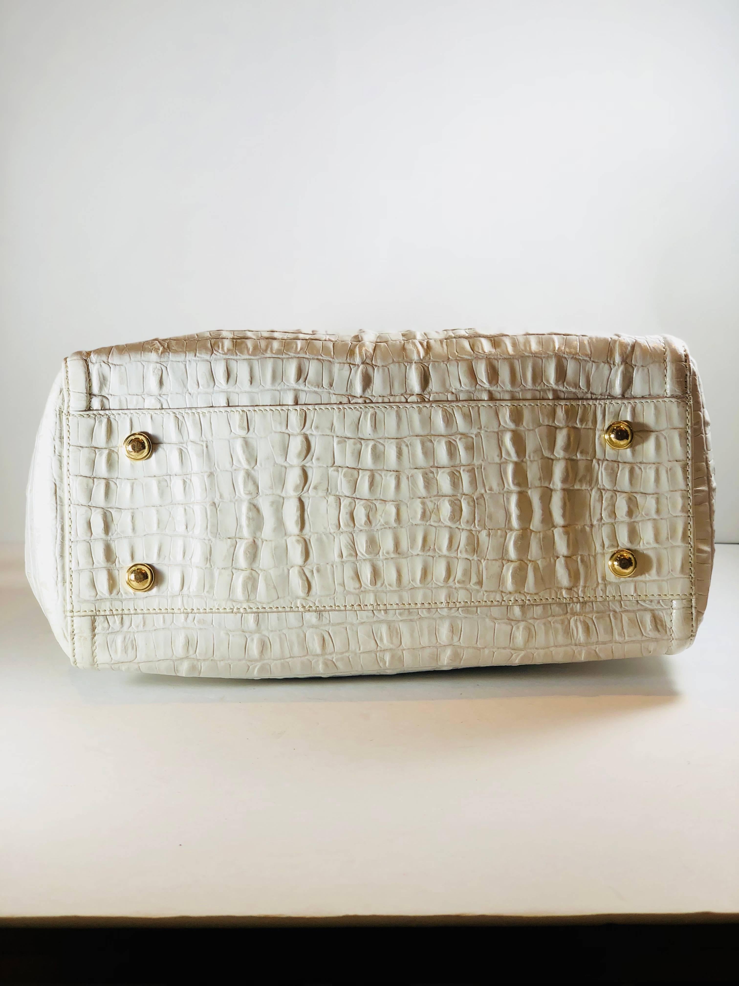 Brahmin White Crocodile Embossed Handbag at 1stDibs brahmin white
