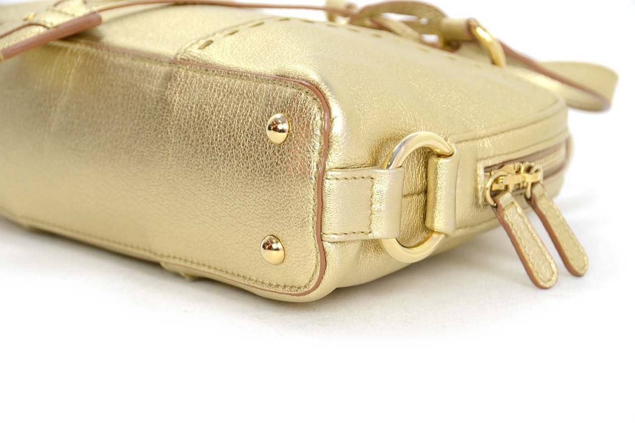 YVES SAINT LAURENT YSL 2008 Gold Leather Micro Muse Bag at 1stdibs