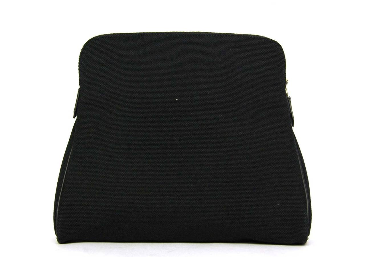 HERMES Black Canvas Cosmetic Toiletry Clutch Bag at 1stdibs