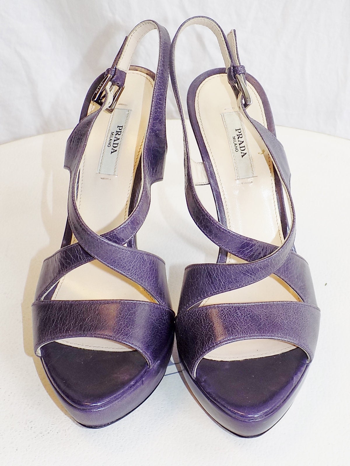 Prada Purple Leather Platform Strap sandals SZ 38 at 1stDibs