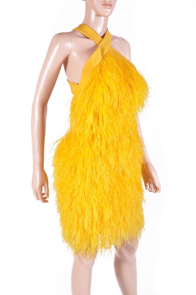 Versace Yellow Feather Dress at 1stDibs versace feather dress