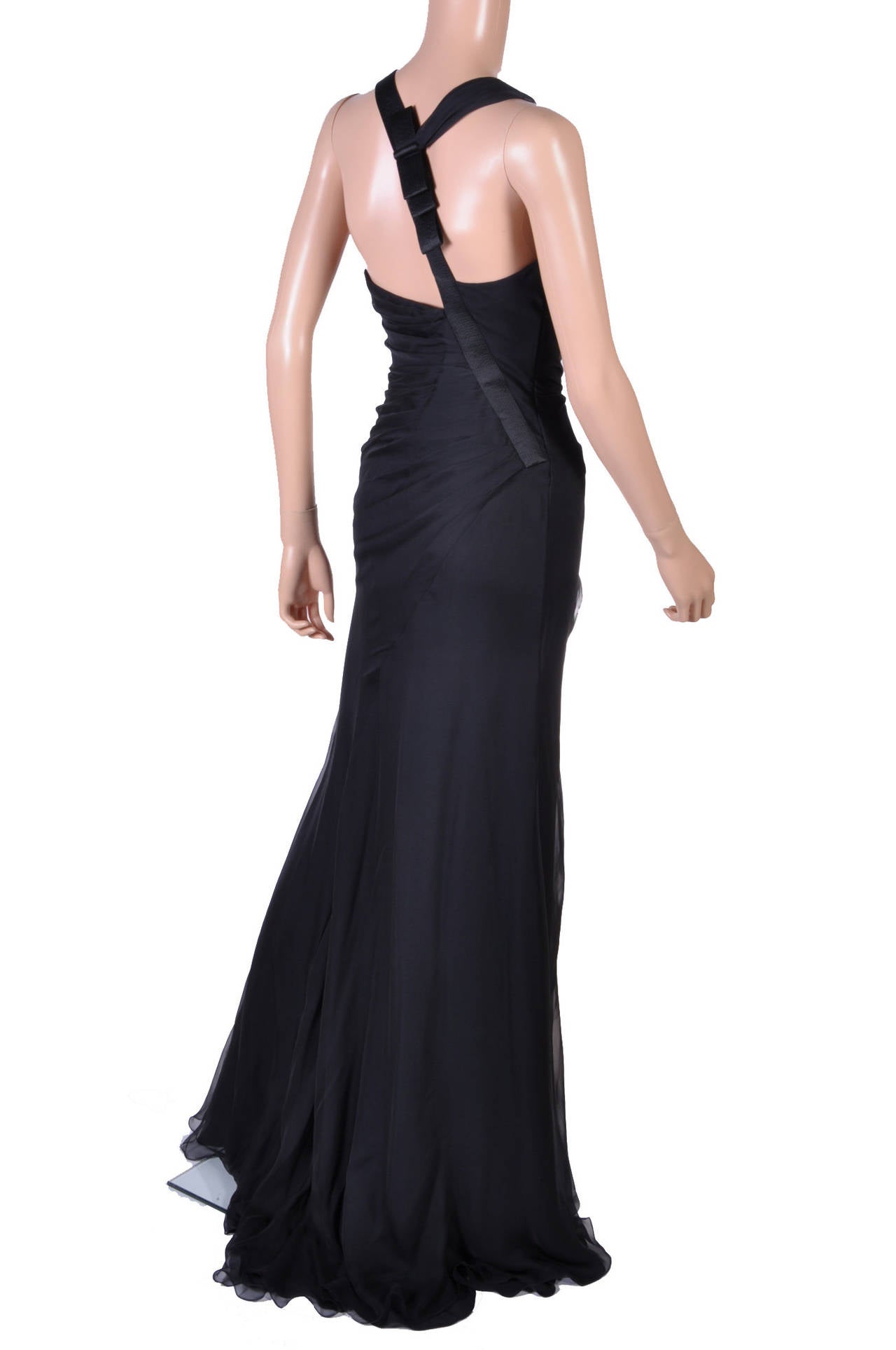 New VERSACE Black Chiffon Silk Gown at 1stdibs