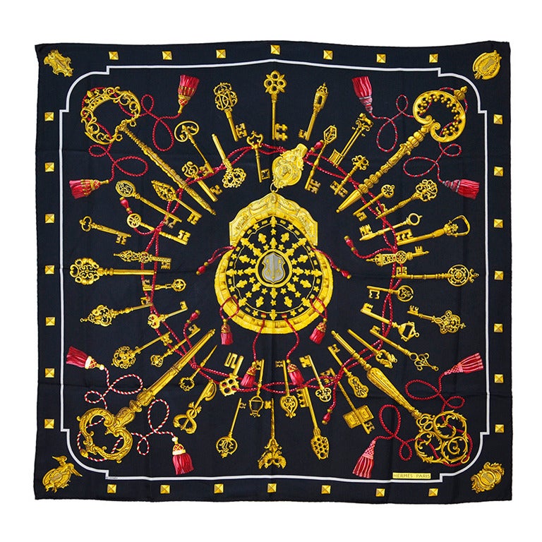 Beautiful, Classic Hermes "Keys" Silk Scarf at 1stDibs hermes key