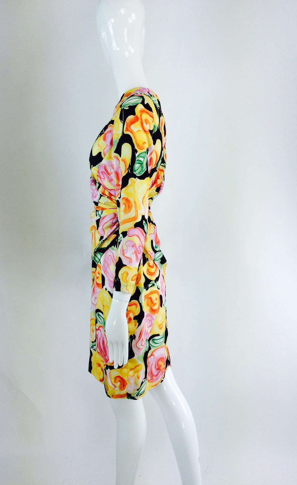 Fiandaca silk floral day dress 1990s For Sale at 1stDibs fiandaca