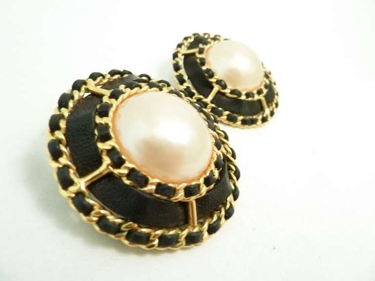 Chanel 25 Large Vintage Earrings For Sale at 1stdibs