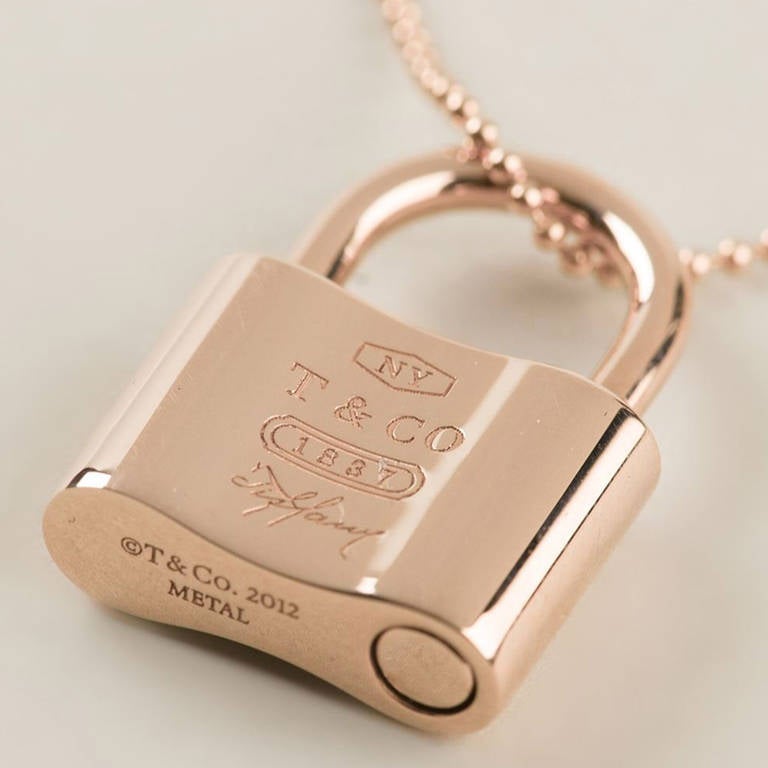 Tiffany and Co Vintage 18K Rose Gold Lock Pendant Necklace at 1stDibs tiffany gold lock