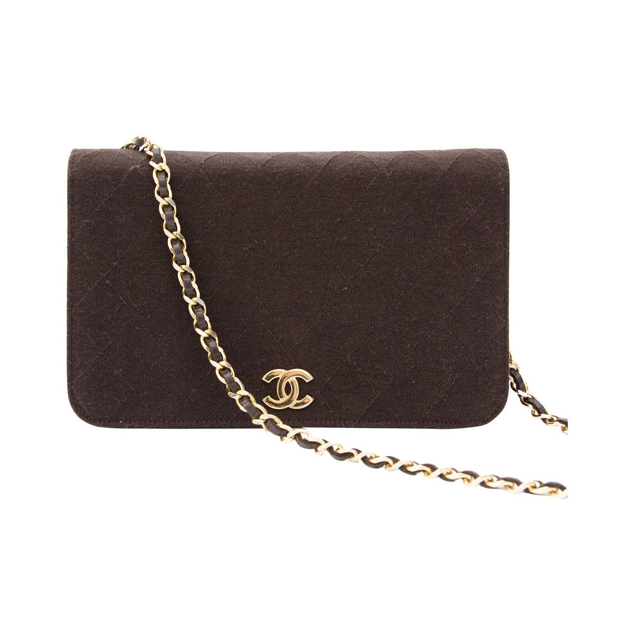 Chanel Brown Quilted Fabric Flap Bag at 1stDibs chanel quilted fabric