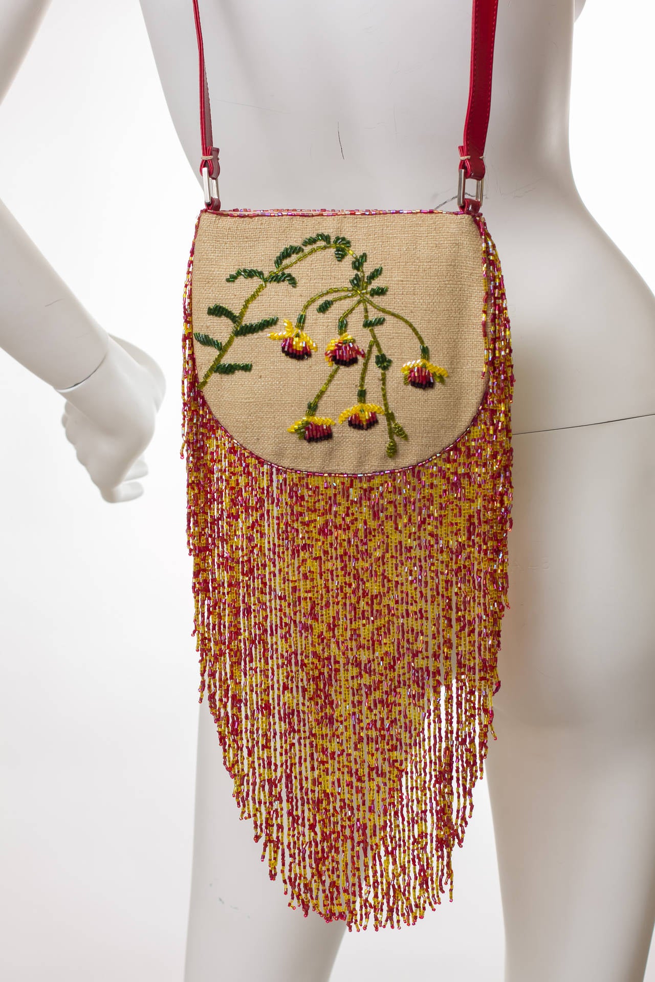 Valentino Vintage Purse with Beaded Fringe For Sale at 1stDibs