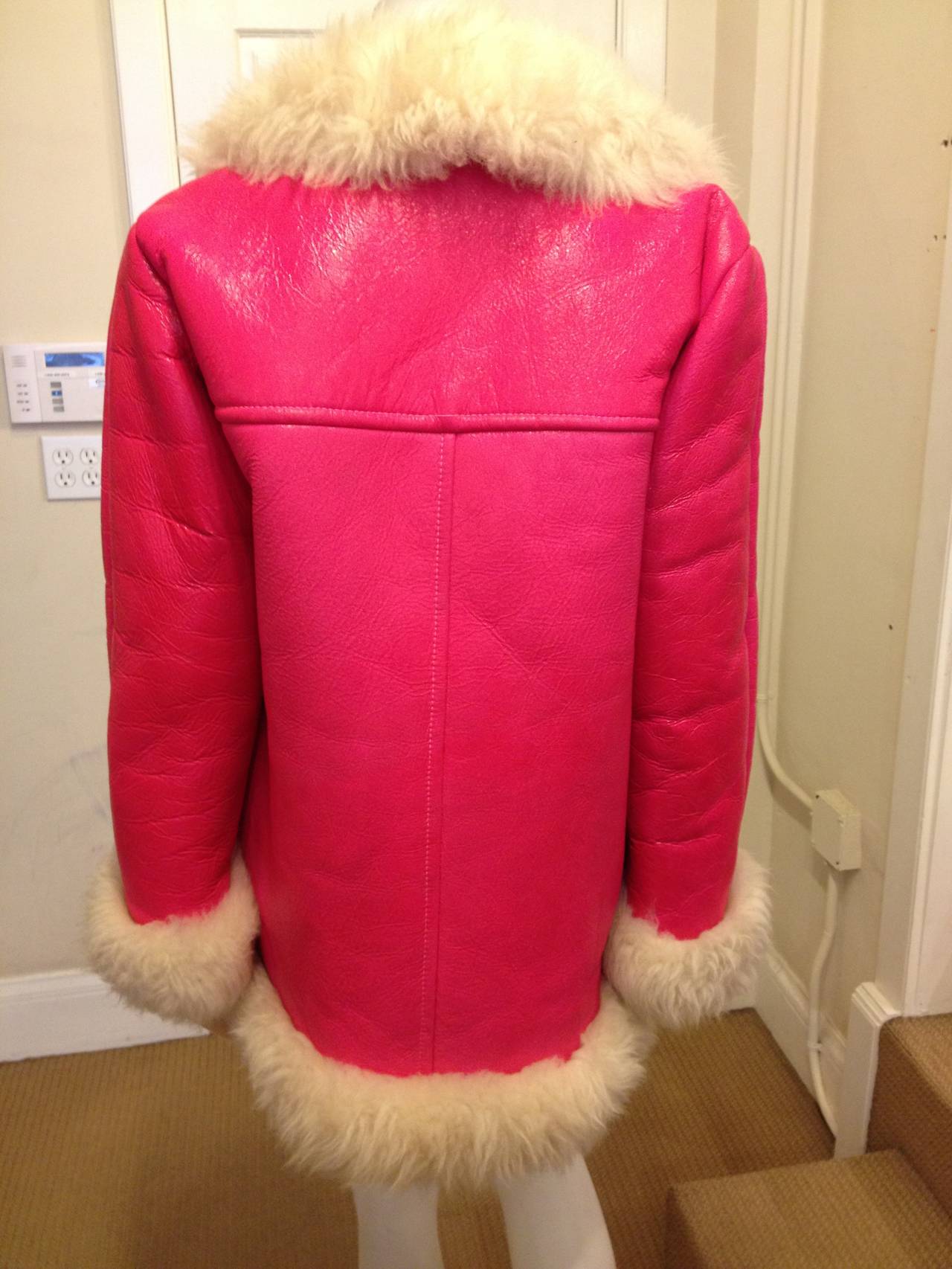 Anna Sui Hot Pink Shearling Coat at 1stDibs