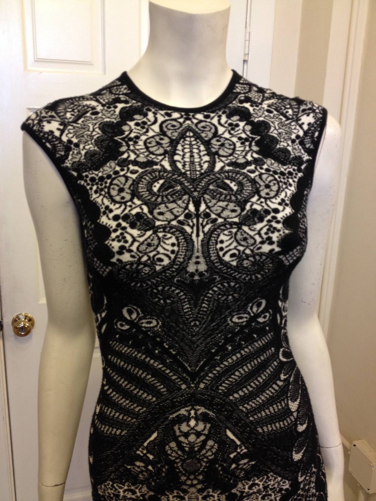 Alexander McQueen Black and White Knit Dress at 1stDibs