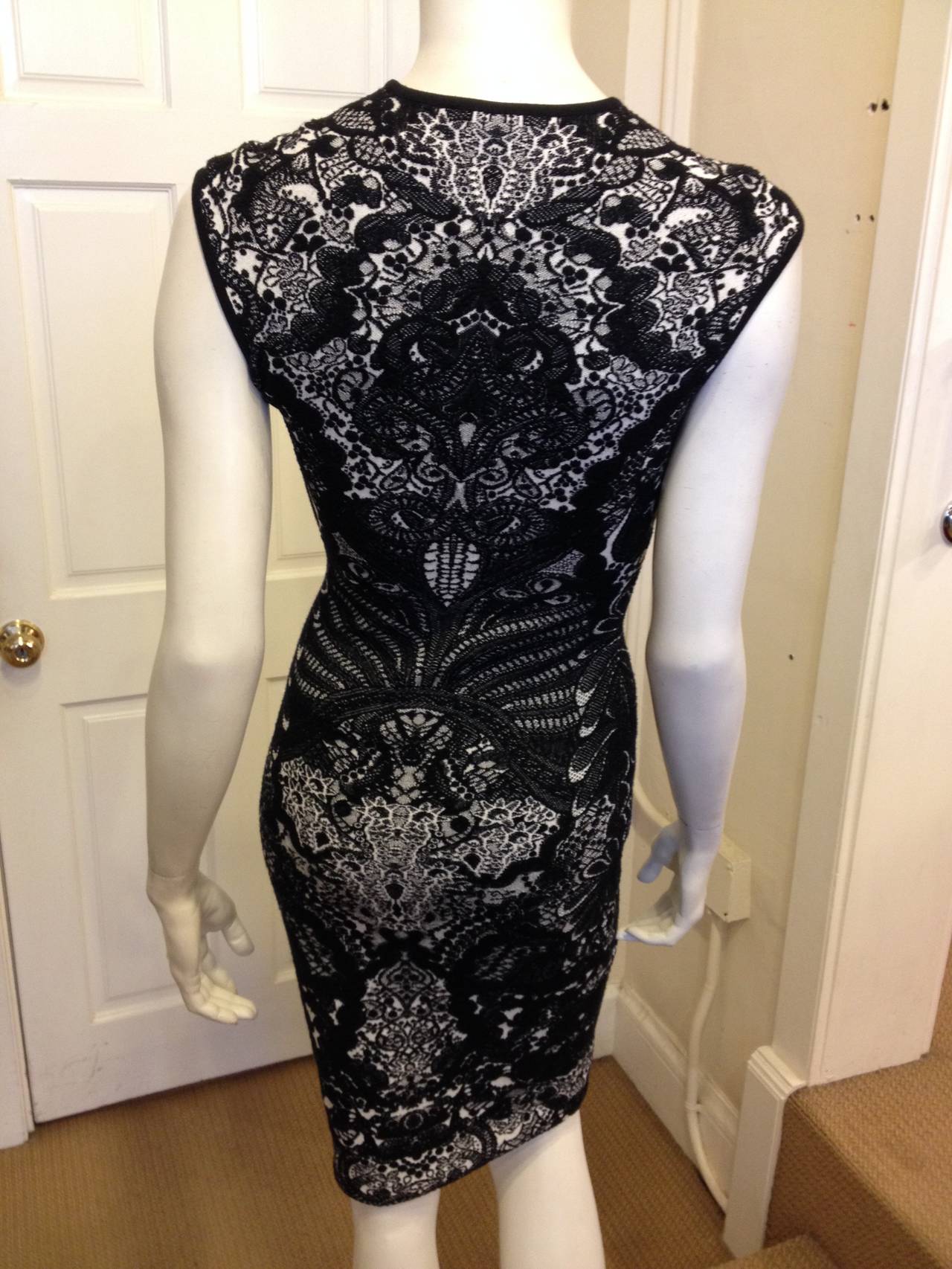 Alexander McQueen Black and White Knit Dress at 1stDibs