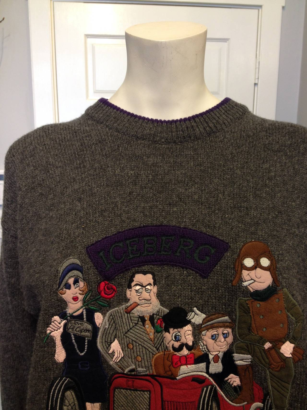 Iceberg Grey and Purple Applique Vintage Sweater at 1stDibs iceberg vintage sweaters, vintage