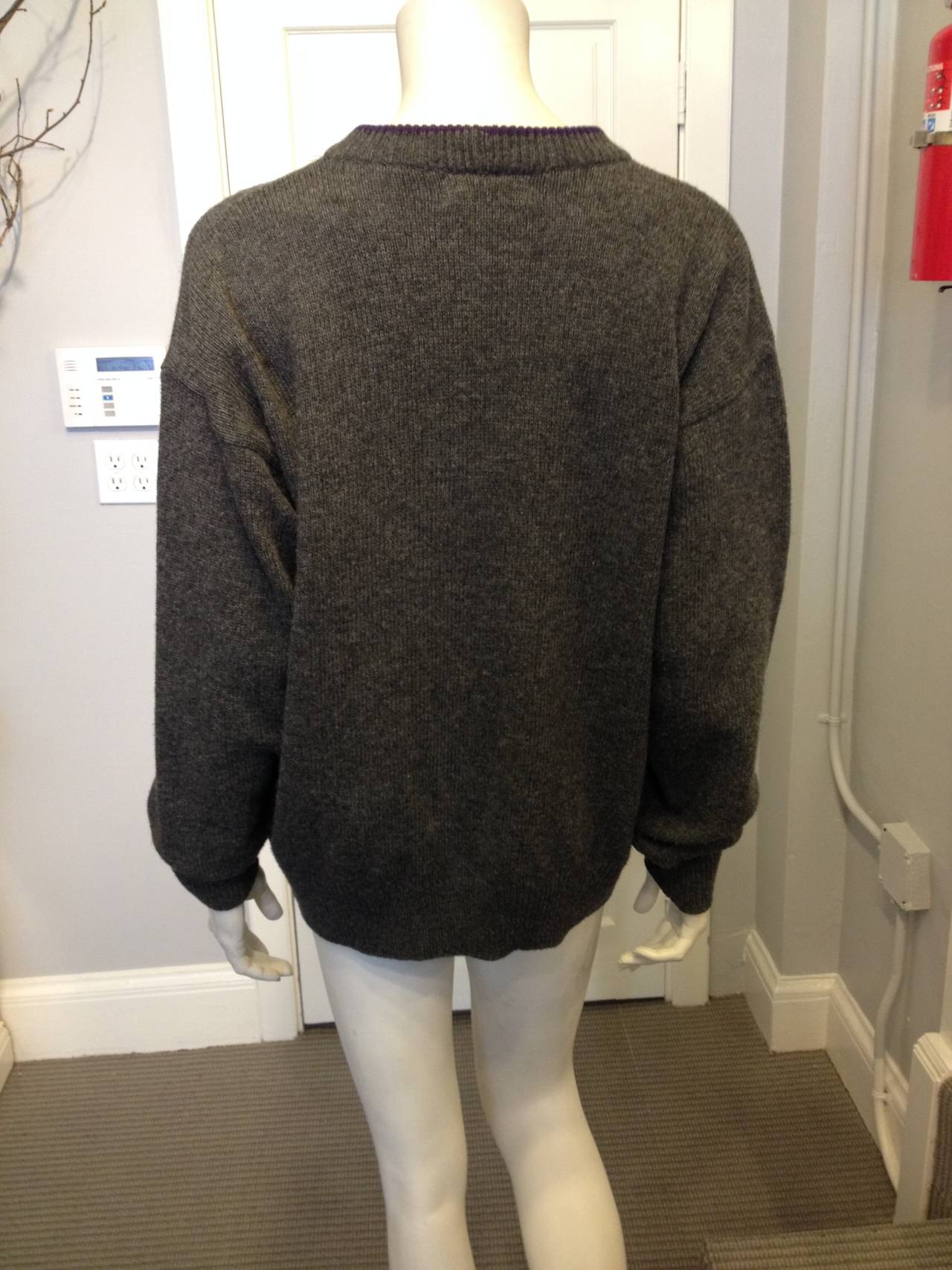 Iceberg Grey and Purple Applique Vintage Sweater at 1stdibs