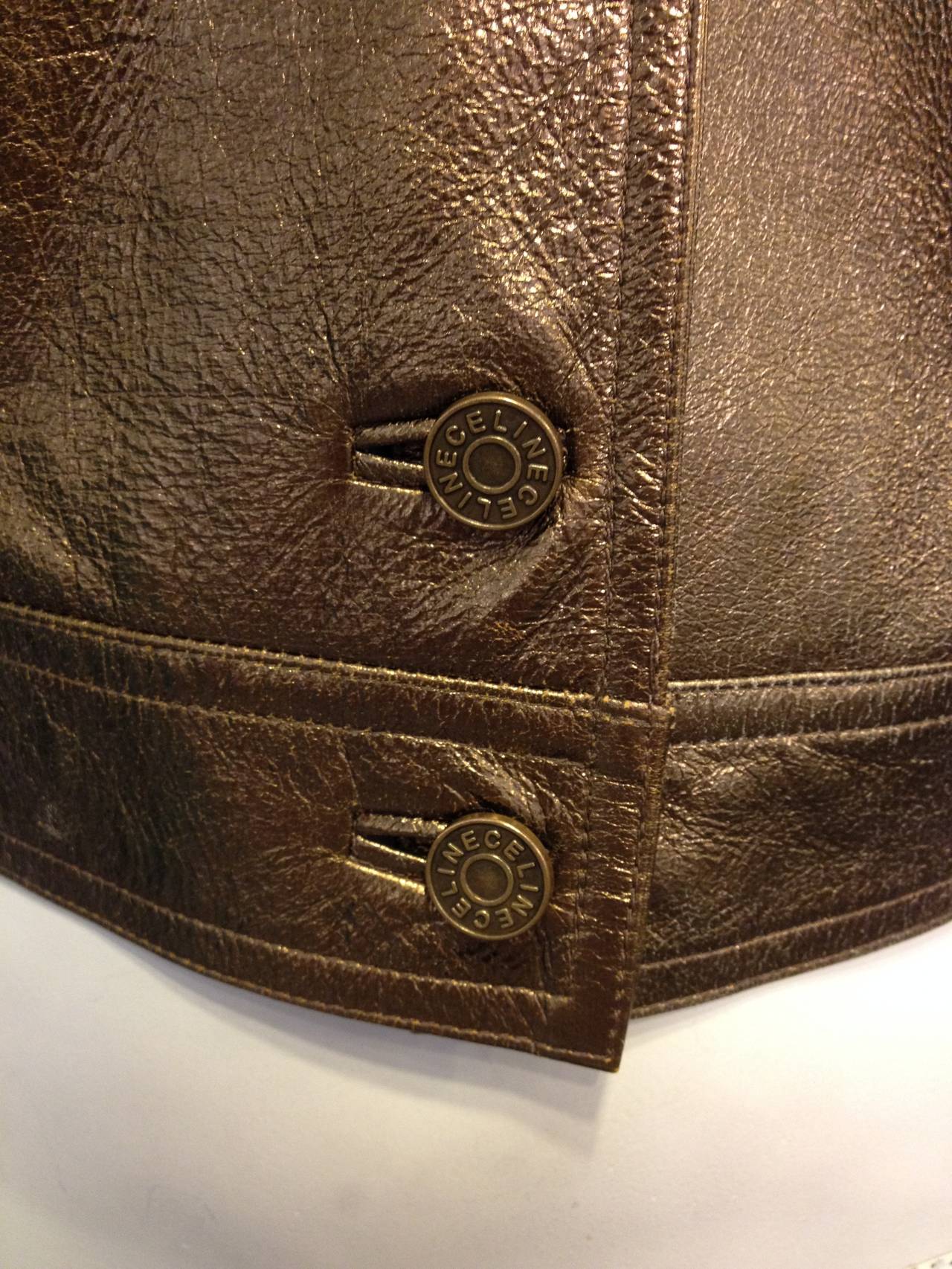 Celine Bronze Metallic Leather Jacket at 1stdibs