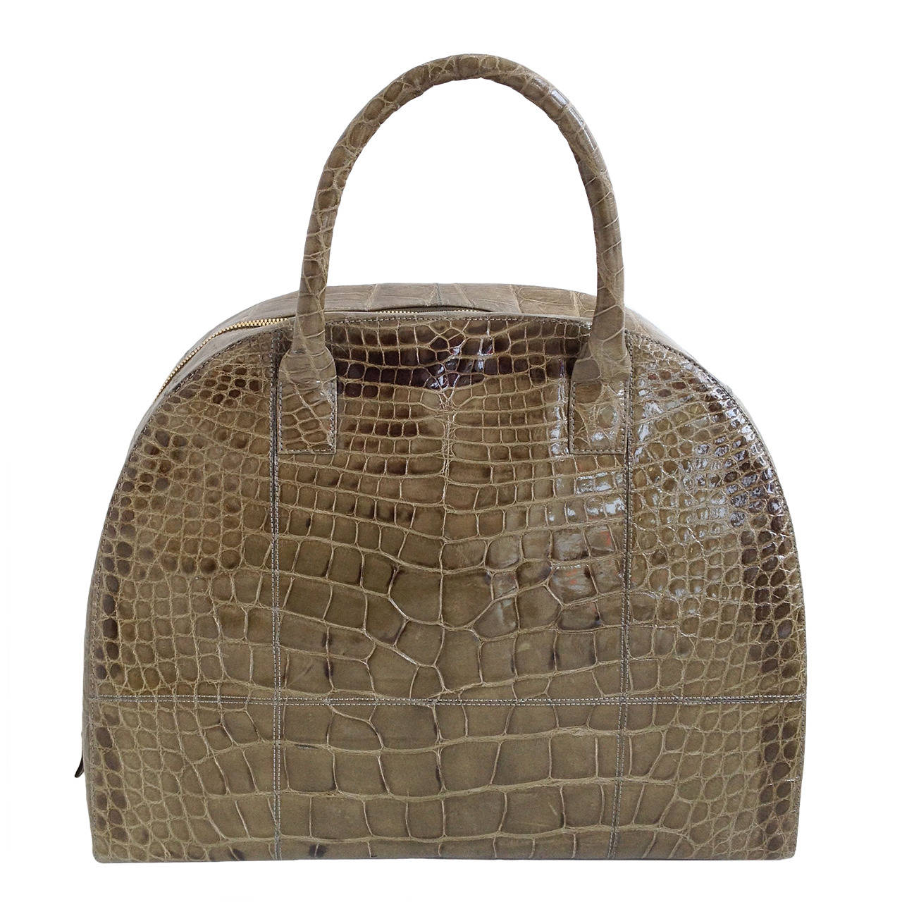 Oscar de la Renta Olive Green Crocodile Handbag For Sale at 1stDibs
