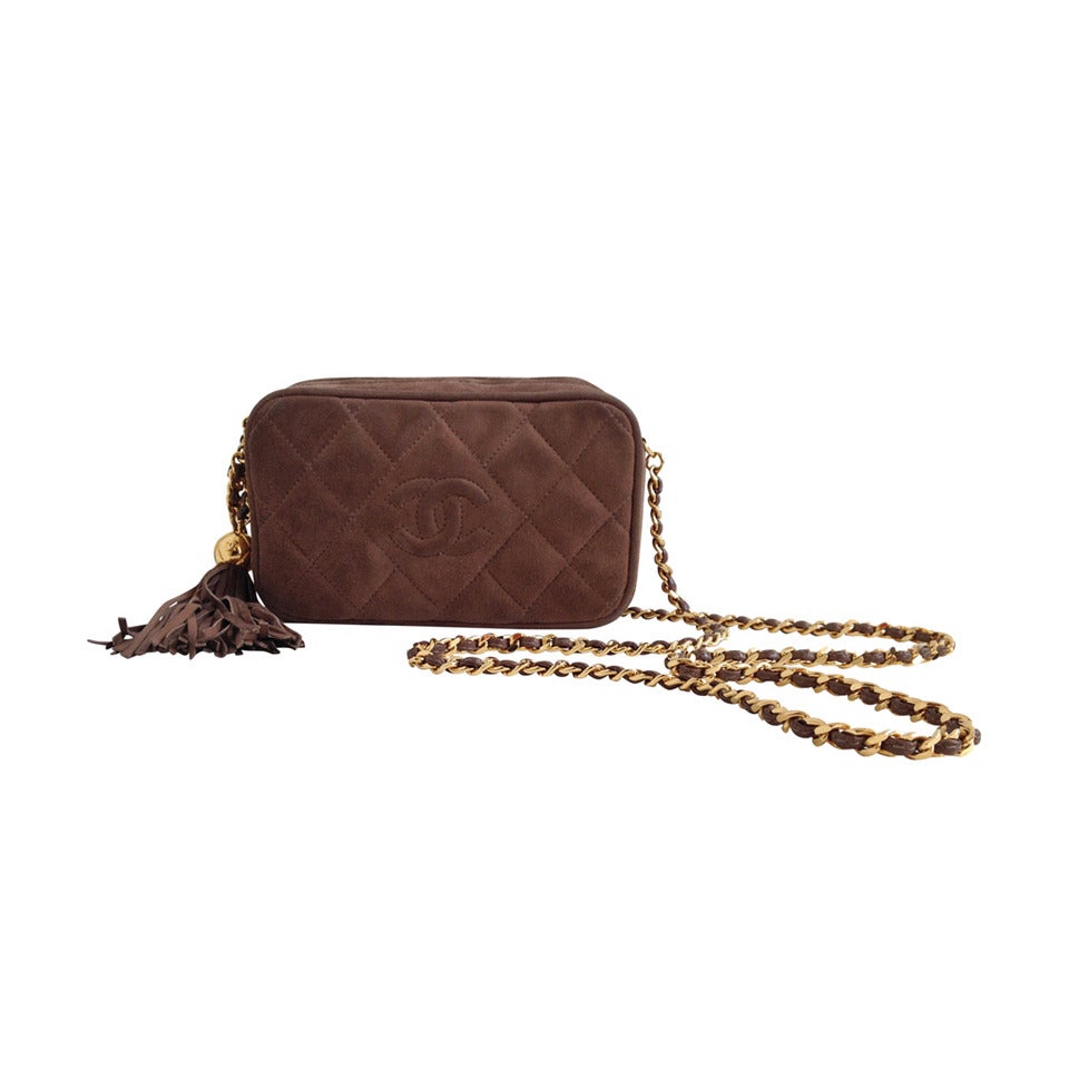 Chanel Brown Suede Crossbody Purse with Tassel at 1stDibs chanel