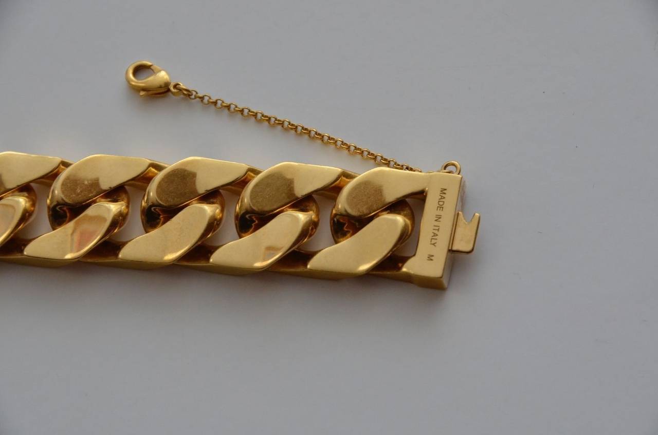 CELINE AUTHENTIC CHUNKY CUBAN GOLD TONE CHAIN BRACELET M Size at 1stdibs