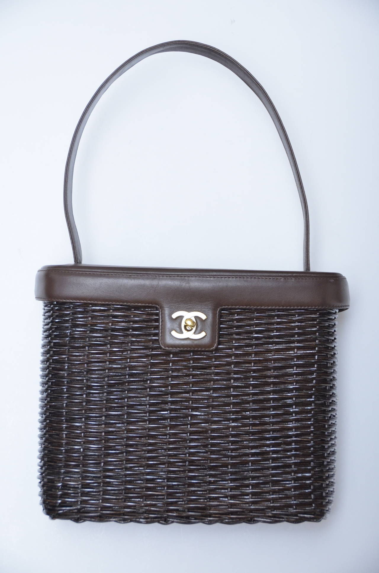 Chanel Straw Basket Vintage Handbag at 1stDibs vintage chanel straw bag