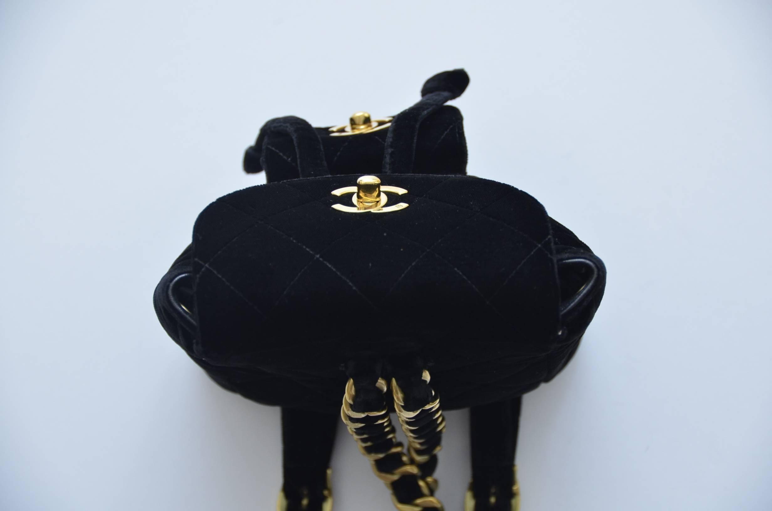 CHANEL Super Rare Mini Velvet Backpack 1990's MINT at 1stDibs chanel