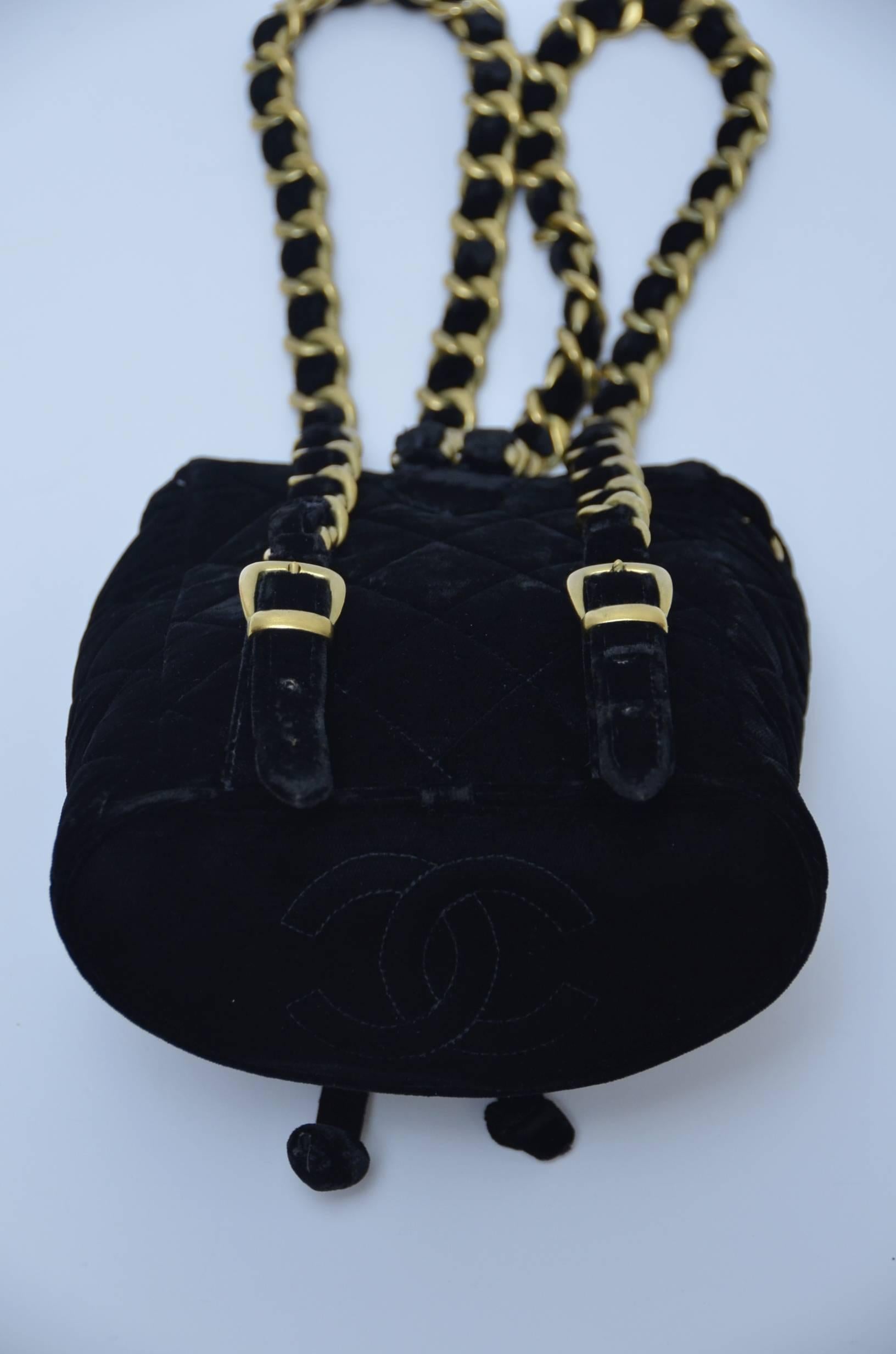 CHANEL Super Rare Mini Velvet Backpack 1990's MINT at 1stDibs chanel