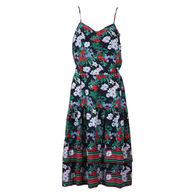 Italian Silk Crepe Cherry Print Dress For Sale at 1stDibs italian